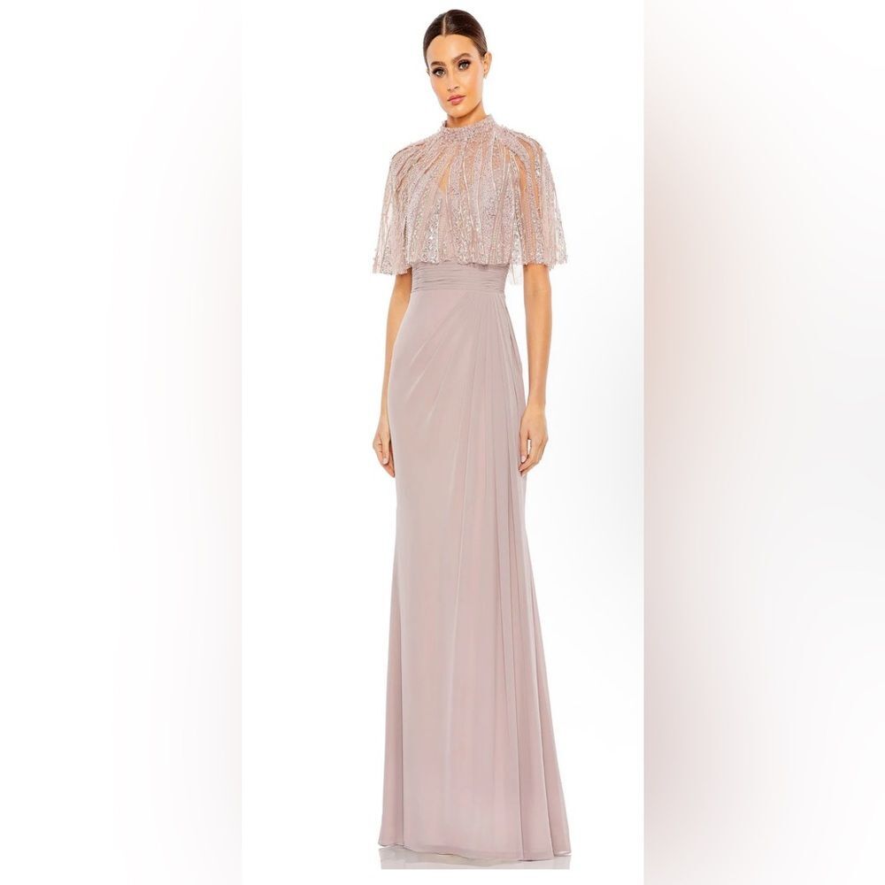 Mac Duggal 20467 evening gown in Rose with cape size 8 NWT